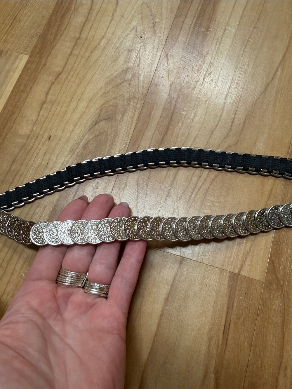 VINTAGE Silver Coin-Detail adjustable Belt
